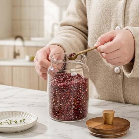 Glass Jar with Wooden Spoon 600 ml